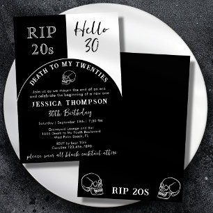 Invitation RIP 20 ans Bonjour 30 Pierre Tombale Crâne 30e Ann