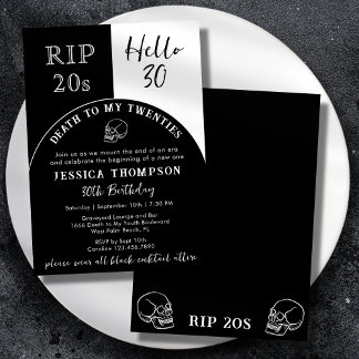 Invitation RIP 20 ans Bonjour 30 Pierre Tombale Crâne 30e Ann