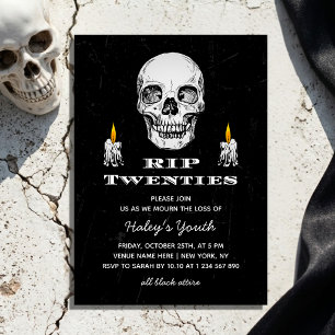 Invitation RIP 20 ans Crâne Gothique Noir 30e Anniversaire