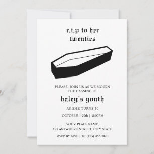 Invitation RIP 20 ans pour son enterrement de vingtenaire 30e
