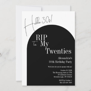 Invitation RIP 20s Bonjour 30s 30e anniversaire fête