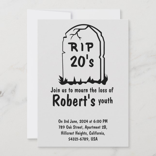 Invitation Rip 20's drôle 30e anniversaire (Devant)