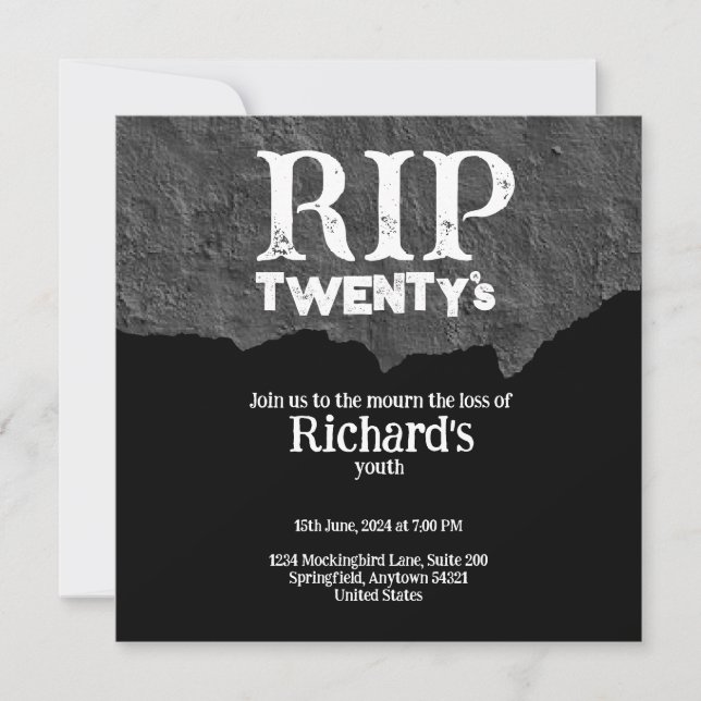 Invitation Rip 20's drôle noir 30e anniversaire (Devant)