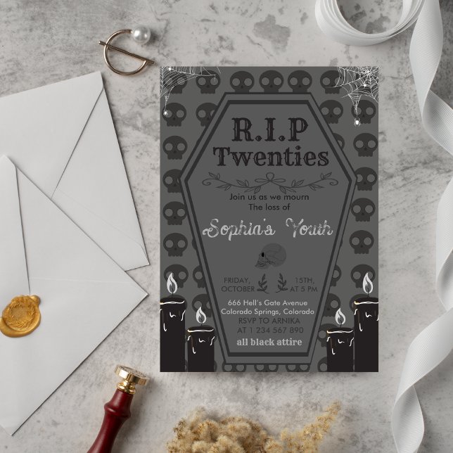 Invitation Rip 20s Mort à ma jeunesse 30e fête d'anniversaire (Créateur téléchargé)
