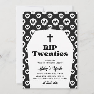Invitation RIP 20s Vingt ans Funérailles Gothique 30e Anniver