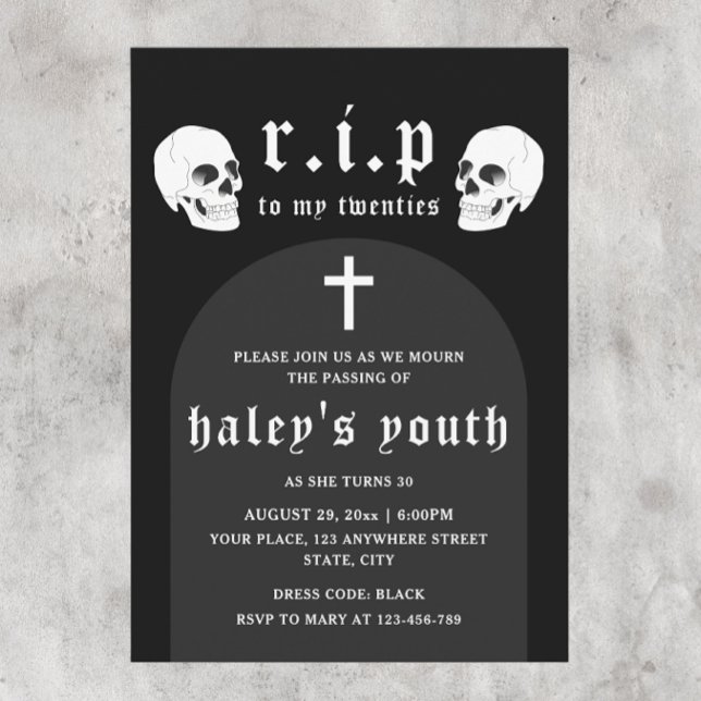 Invitation RIP Années 20 Funny Death Funeral 30th Birthday (Créateur téléchargé)