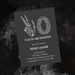 Invitation RIP Années 20 Skeleton Funeral 30th Birthday