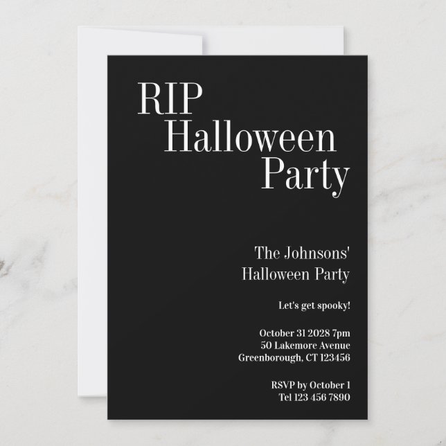 Invitation RIP Halloween Black and White Party (Devant)