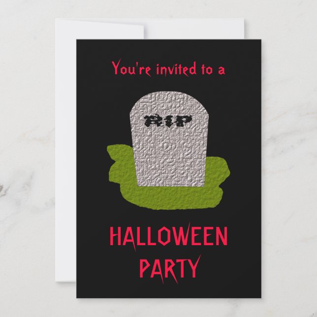 Invitation RIP Tombstone Halloween Party Personnalisable Invi (Devant)