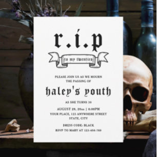 Invitation RIP Twenties 20s Drôle Décès Funérailles 30e Anniv
