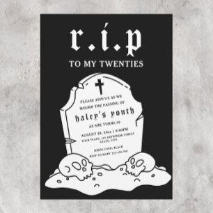 Invitation RIP Twenties 20s Drôle Décès Funérailles 30e Anniv