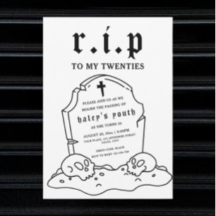 Invitation RIP Twenties 20s Drôle Décès Funérailles 30e Anniv