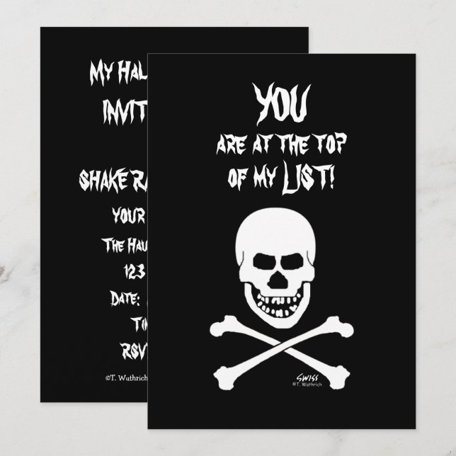 Invitation Rire Skull Scary Drôle Halloween Party (Devant / Derrière)