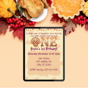 Invitation Rires, Amour, Amusement, Petit Dindon Un an