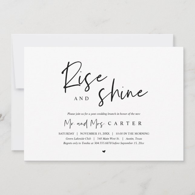 Invitation Rise and Shine, brunch post-mariage (Devant)