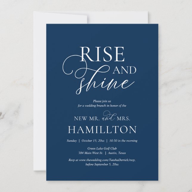 Invitation Rise and Shine, mariage de la poste Fête de Brunch (Devant)