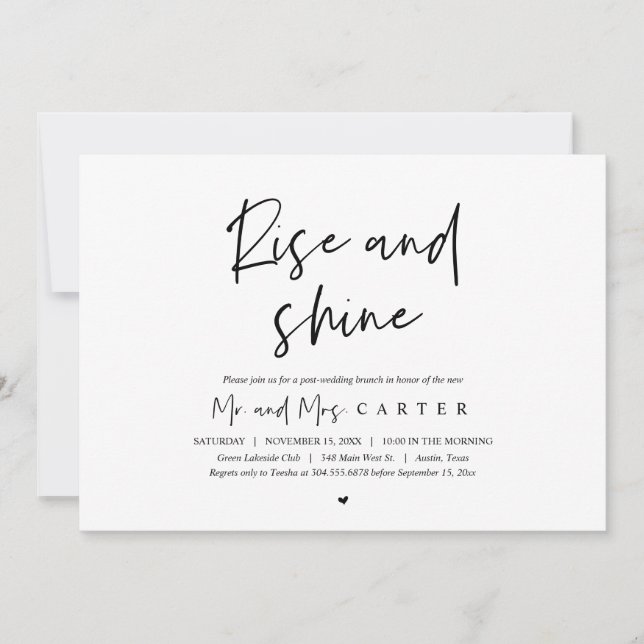 Invitation Rise and Shine, post célébration mariage Invitatia (Devant)