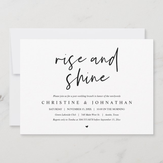 Invitation Rise and Shine, post célébration mariage Invitatia (Devant)