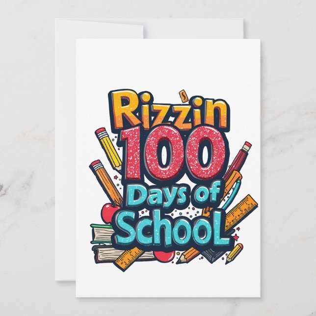 Invitation Rizzin 100 jours de l'école Gen Alpha Funny (Devant)