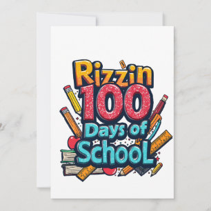 Invitation Rizzin 100 jours de l'école Gen Alpha Funny