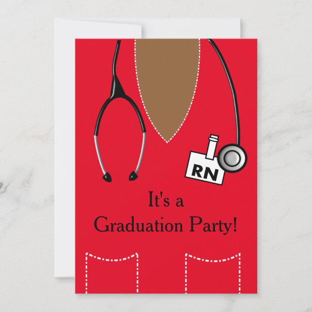 Invitation RN Black Nurse Graduation Red Scrub Top (Devant)
