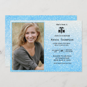 Invitation RN Graduation Party Photo Parties scintillant bleu