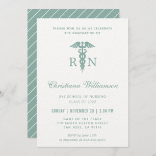 Invitation RN Infirmière inscrite Caduceus Graduation minimal