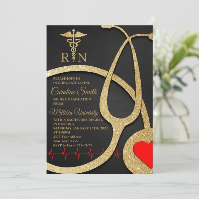 Invitation RN Nursing Graduation Party (Debout devant)