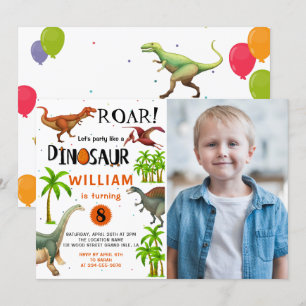 Invitation Roar Boys Dinosaur Anniversaire Jungle Party Photo