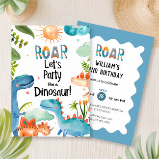 Invitation ROAR ! Fête d'anniversaire de dinosaure