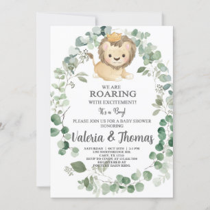 Invitation Roaring avec excitation Lion baby shower invitatio