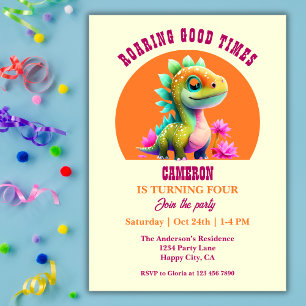 Invitation Roaring Good Times Dinosaur Tout âge Anniversaire 