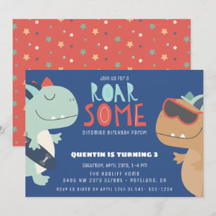 Invitation Roarsome Cool Dinosaur Thème Garçons Fête d'annive