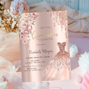 Invitation Robe à gouttes de paillettes Rose Gold pour Quince