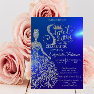 Invitation Robe à paillettes argentées, Diadème, Diamants Ble