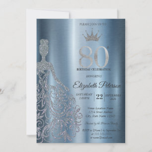 Invitation Robe à paillettes argentées, Diamants Bleus 80e An