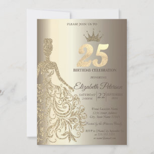 Invitation Robe à paillettes, Champagne Diamants 25e Annivers