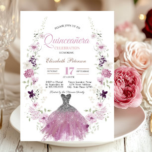 Invitation Robe à paillettes de fleurs sauvages de lilas Quin