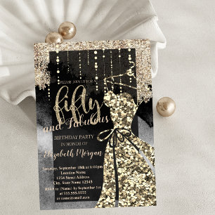 Invitation Robe à Paillettes Dorées Soirée 50ème Anniversaire