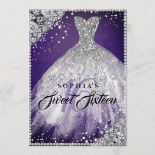 Invitation Robe à paillettes en dentelle de diamant Violet Ar