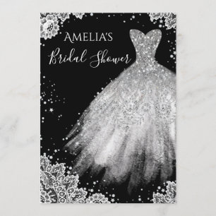 Invitation Robe à paillettes noir et blanc en dentelle pour d