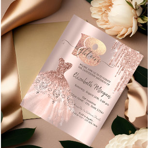 Invitation Robe à paillettes Rose Gold Drips pour fête d'anni