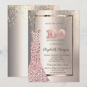 Invitation Robe à paillettes Rose Gold Ivoire 100ème Annivers