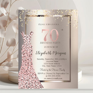 Invitation Robe à paillettes Rose Gold Ivoire 70e Anniversair