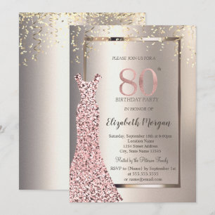 Invitation Robe à paillettes Rose Gold Ivoire 80ème Anniversa