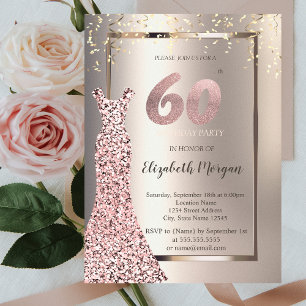 Invitation Robe à paillettes Rose Gold pour 60e anniversaire