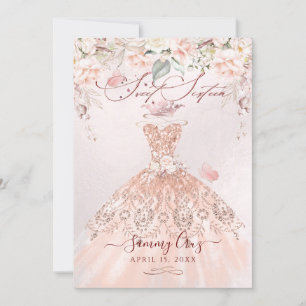 Invitation Robe à paillettes rose gold Sweet Sixteen de PixDe