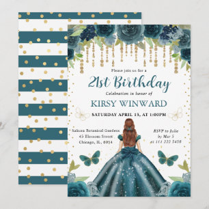 Invitation Robe Aqua Sombre Princesse aux Cheveux Rouges Anni