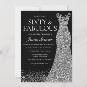Invitation Robe argentée Soixante & Fabuleuse Soirée 60 ans N