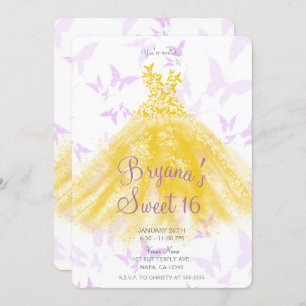 Invitation Robe Beurre Lilac Jaune Robe Douce 16 Partie